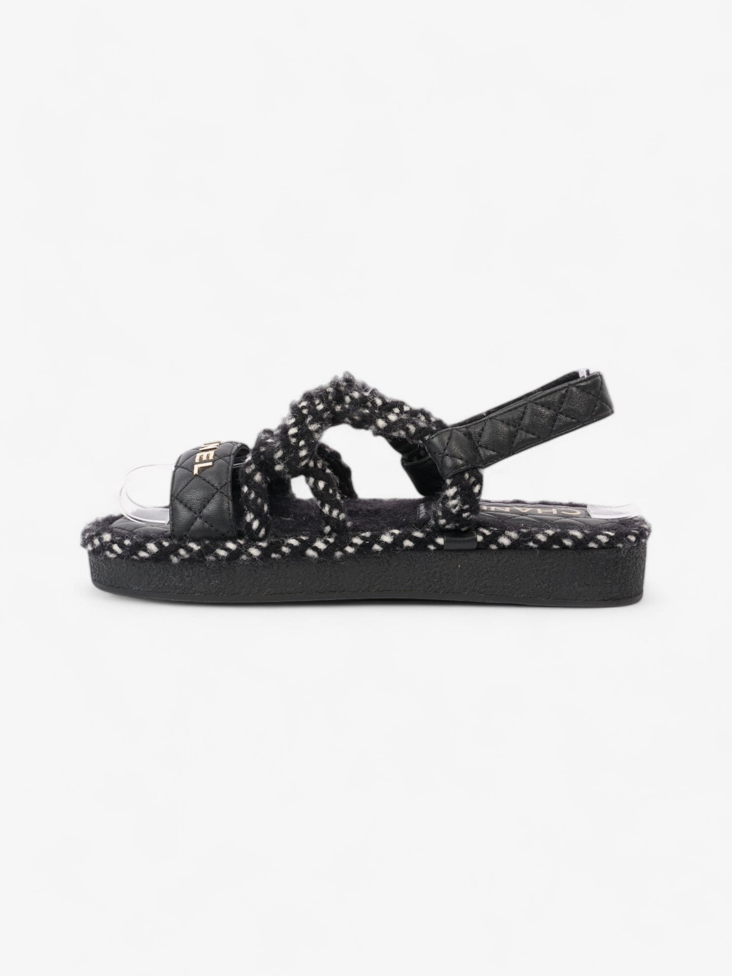 Chanel CC Sandals Black / White Leather EU 37 UK 4