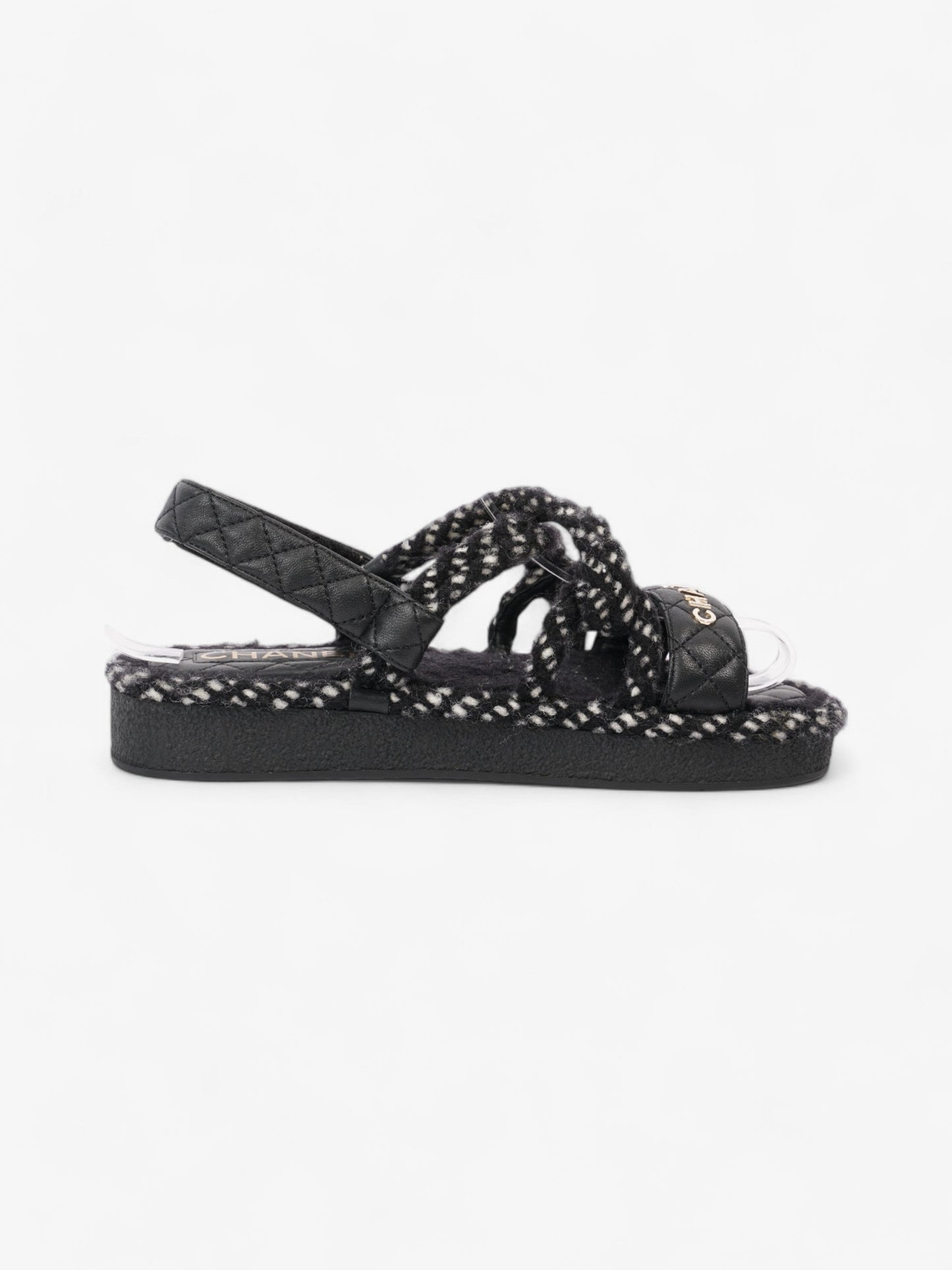 Chanel CC Sandals Black / White Leather EU 37 UK 4