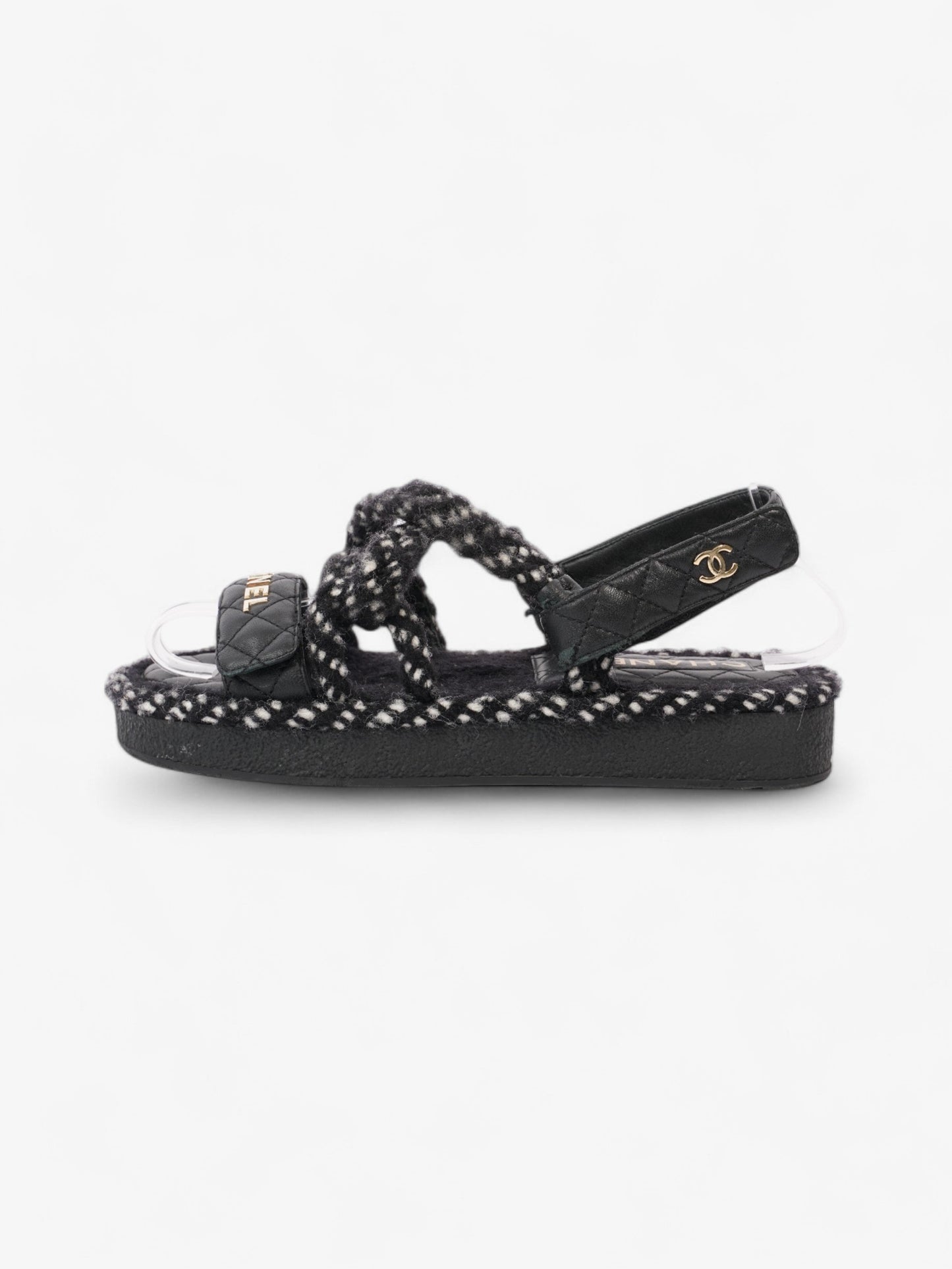 Chanel CC Sandals Black / White Leather EU 37 UK 4