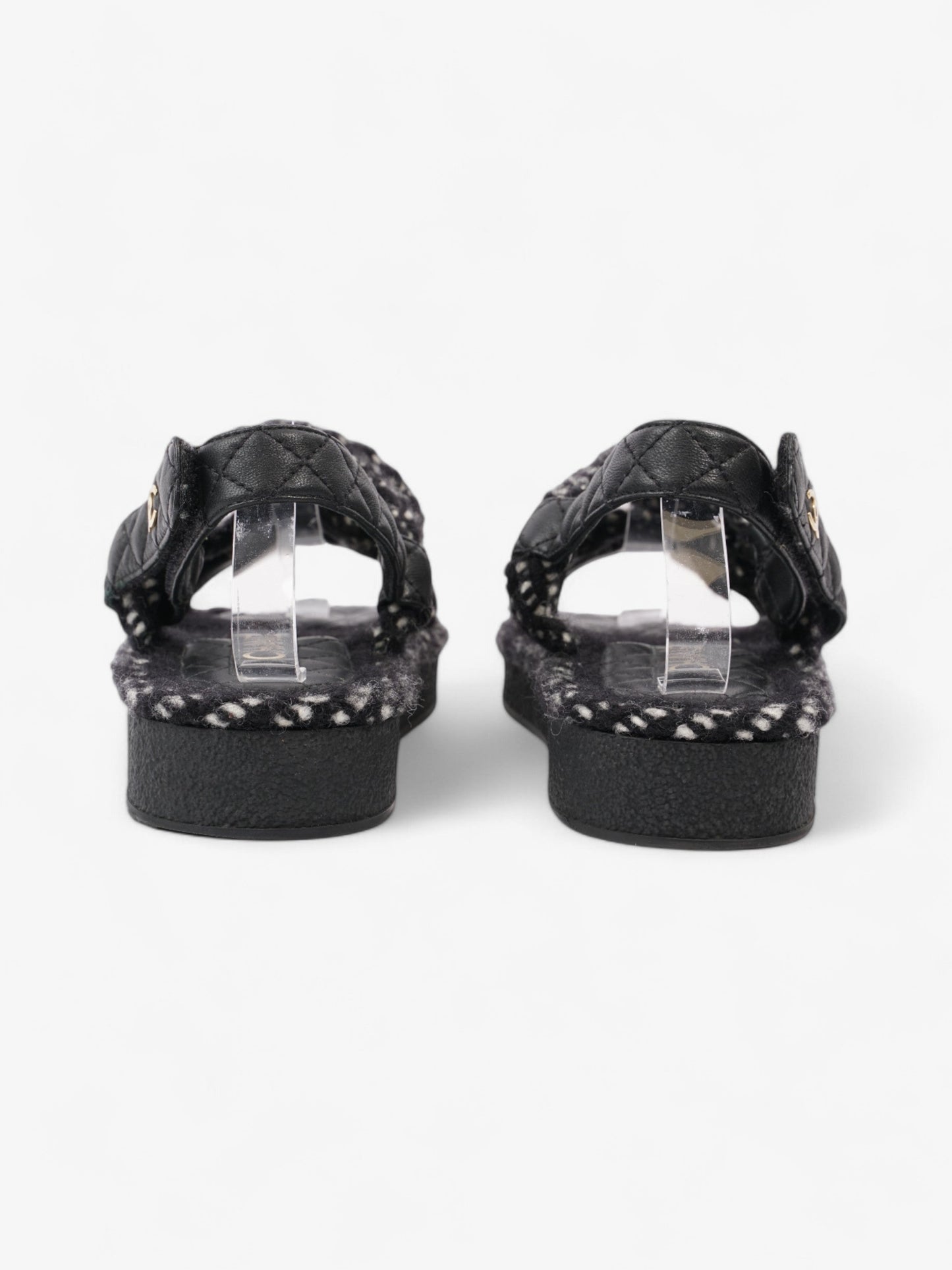 Chanel CC Sandals Black / White Leather EU 37 UK 4