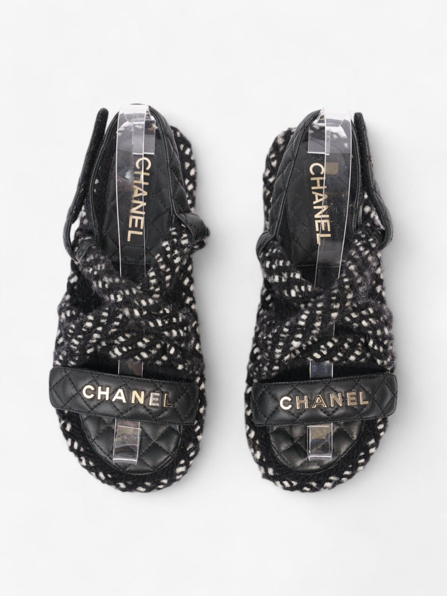 Chanel CC Sandals Black / White Leather EU 37 UK 4