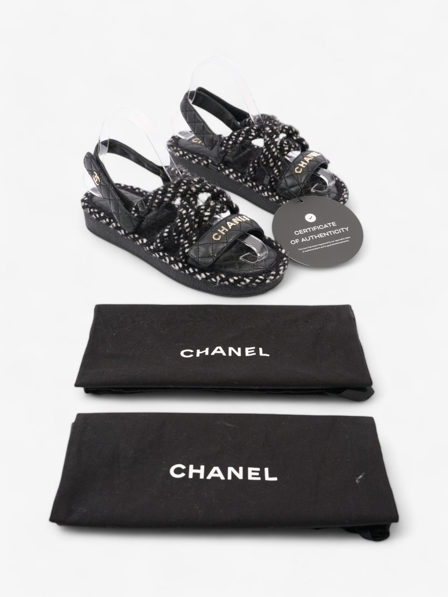 Chanel CC Sandals Black / White Leather EU 37 UK 4