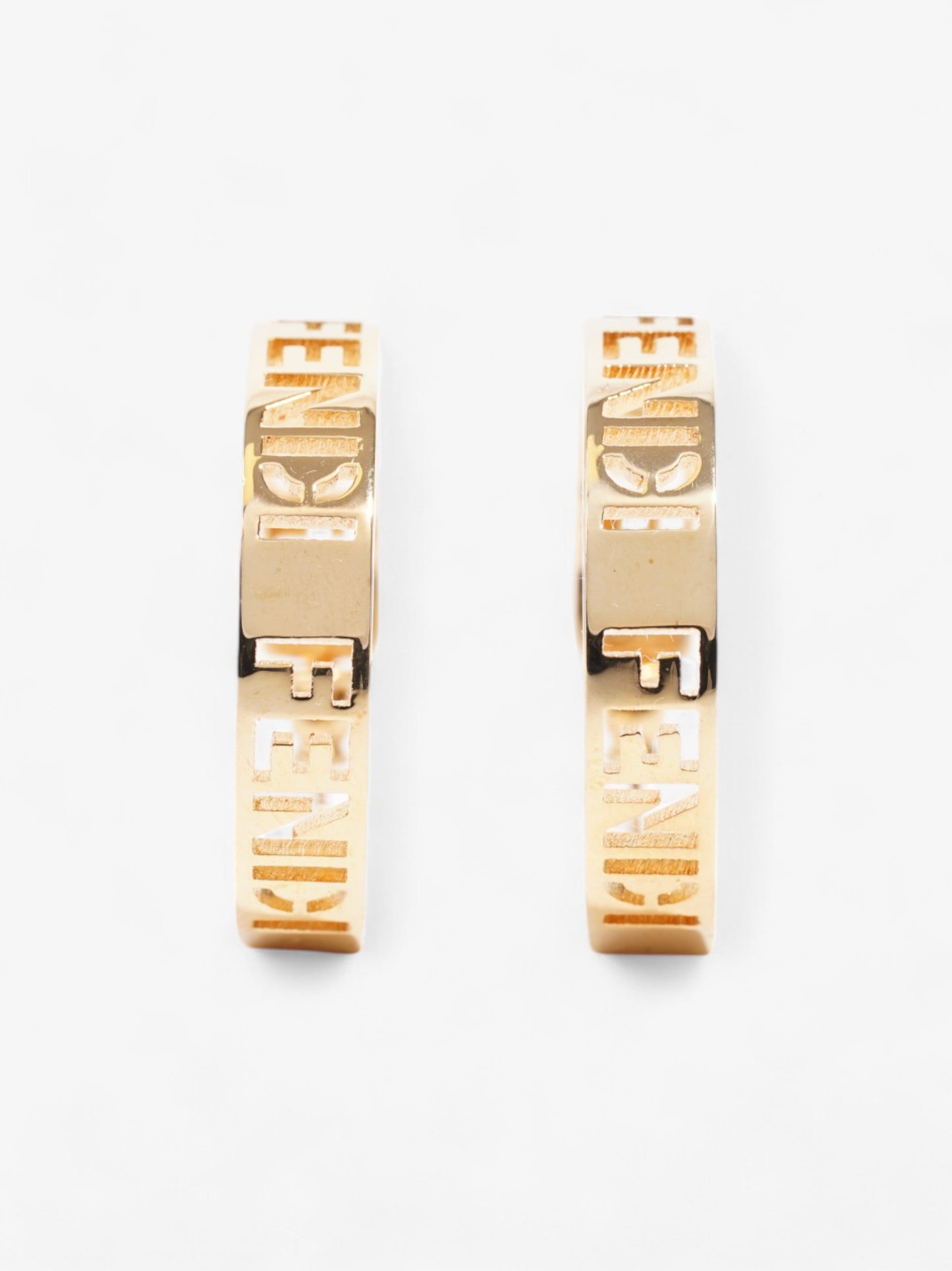 Fendi Logo Hoop Earrings Gold Base Metal