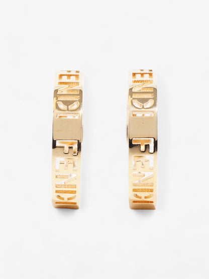 Fendi Logo Hoop Earrings Gold Base Metal