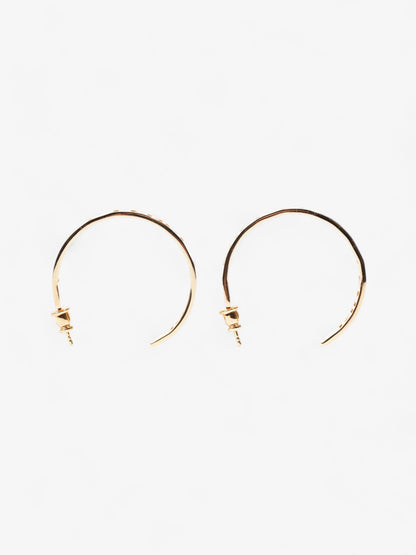 Fendi Logo Hoop Earrings Gold Base Metal