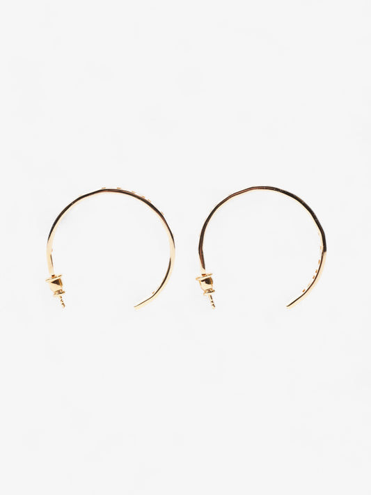 Fendi Logo Hoop Earrings Gold Base Metal