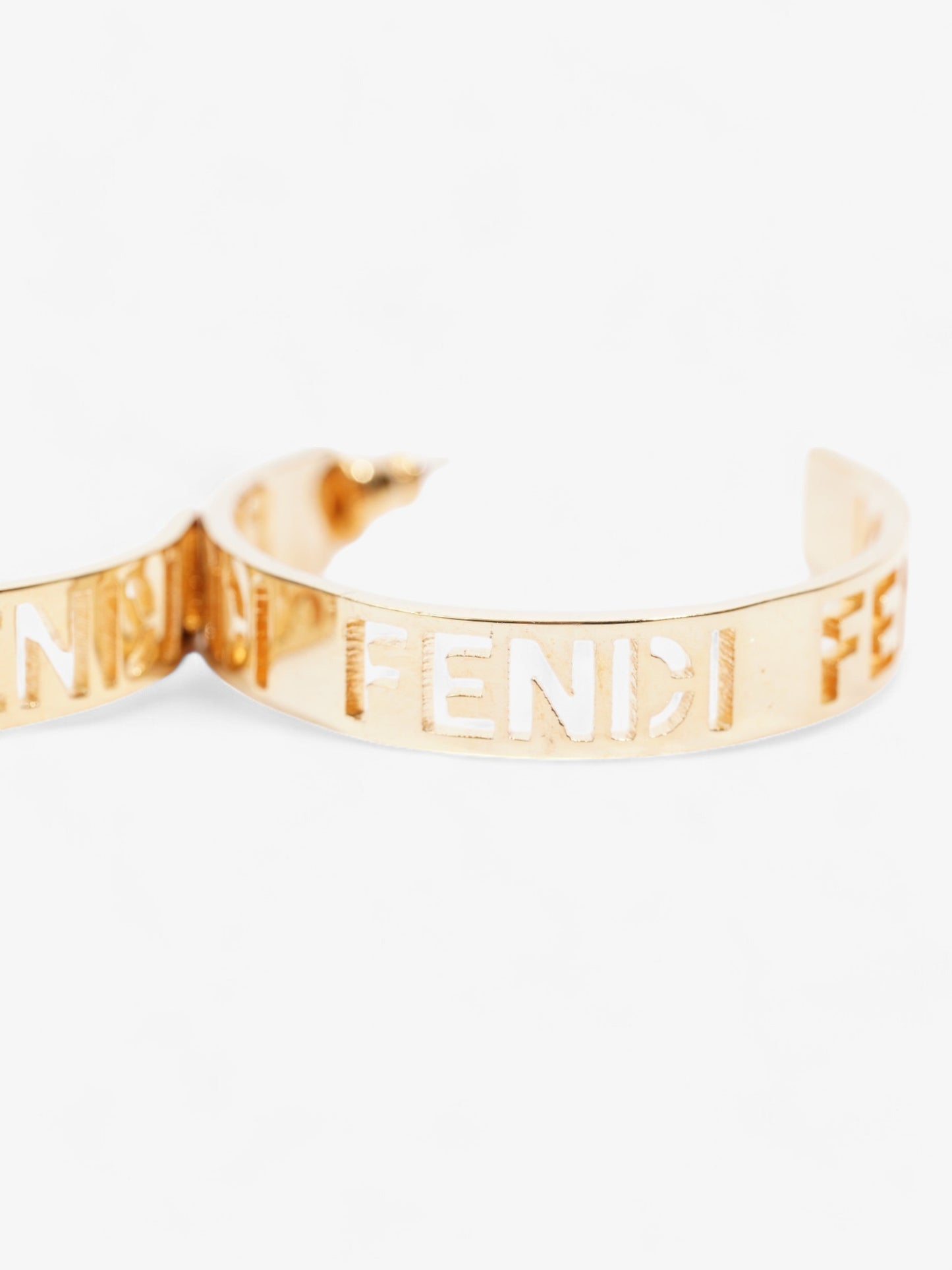Fendi Logo Hoop Earrings Gold Base Metal