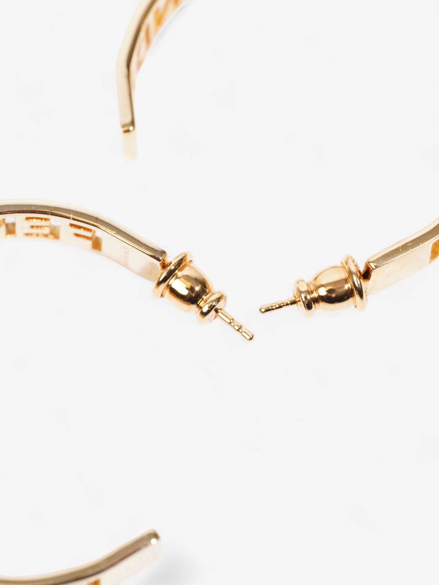 Fendi Logo Hoop Earrings Gold Base Metal