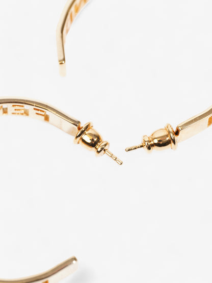 Fendi Logo Hoop Earrings Gold Base Metal