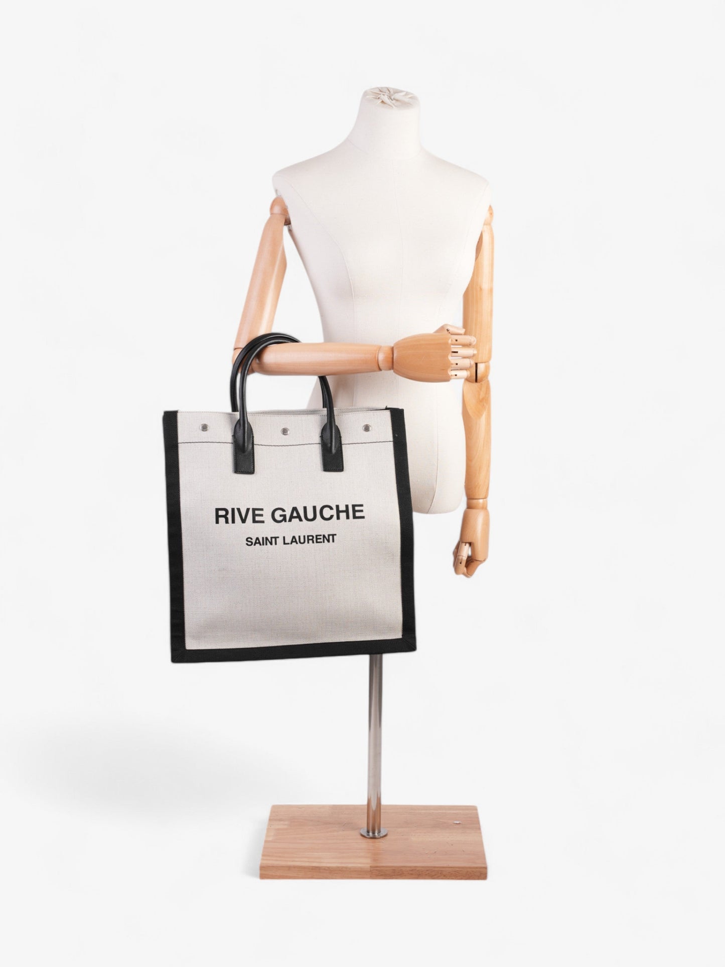 Saint Laurent Rive Gauche Tote Black / White Canvas