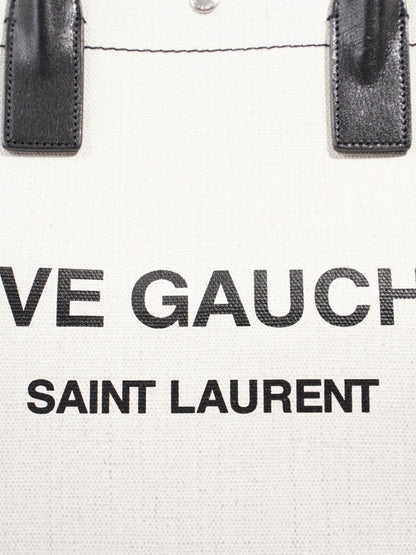 Saint Laurent Rive Gauche Tote Black / White Canvas