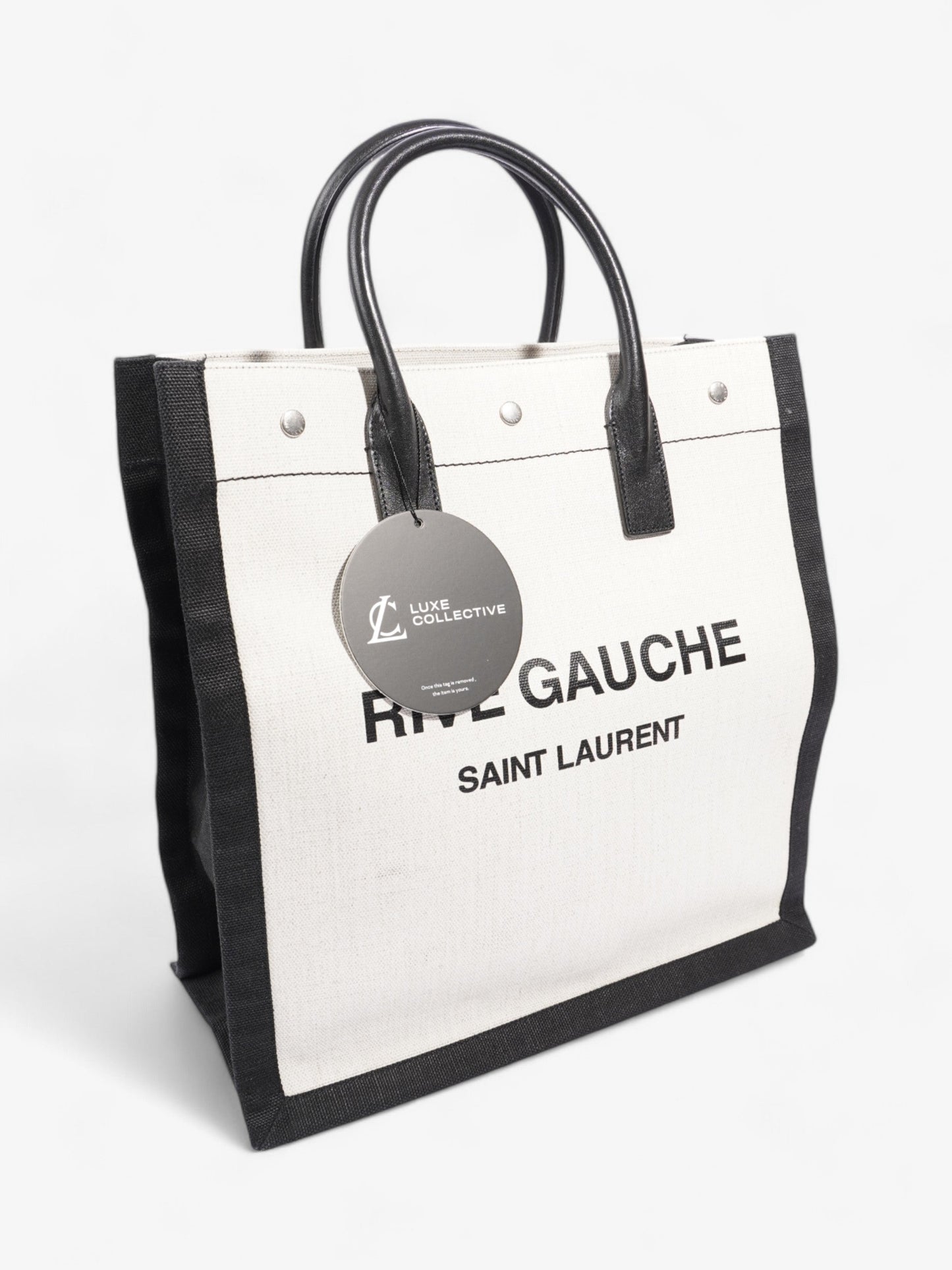Saint Laurent Rive Gauche Tote Black / White Canvas
