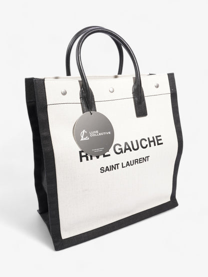 Saint Laurent Rive Gauche Tote Black / White Canvas