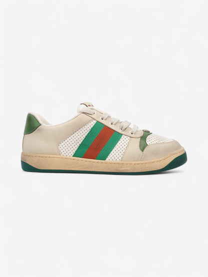 Gucci Screener GG Sneakers Beige / White / Green Leather EU 42.5 UK 8.5