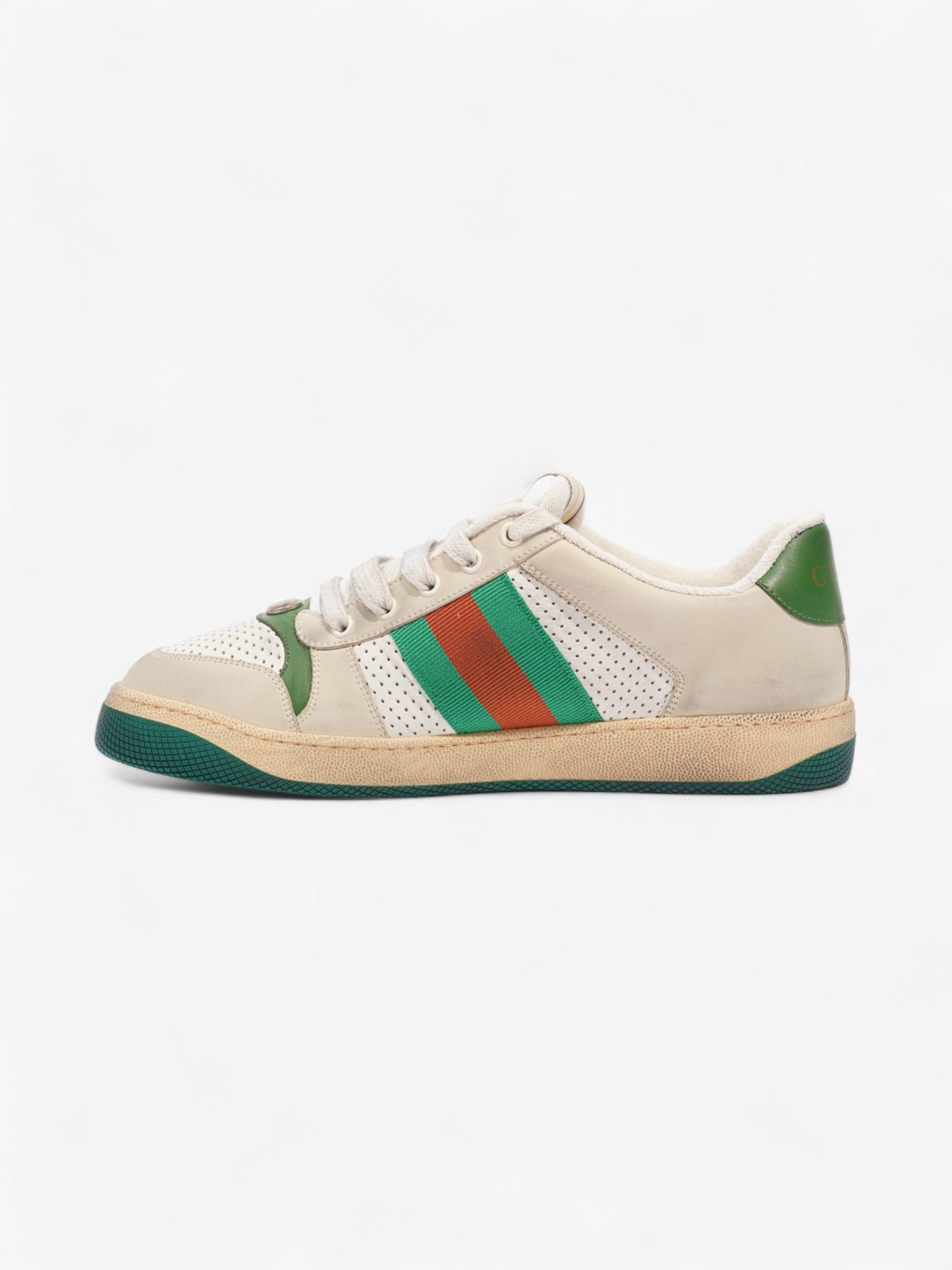 Gucci Screener GG Sneakers Beige / White / Green Leather EU 42.5 UK 8.5