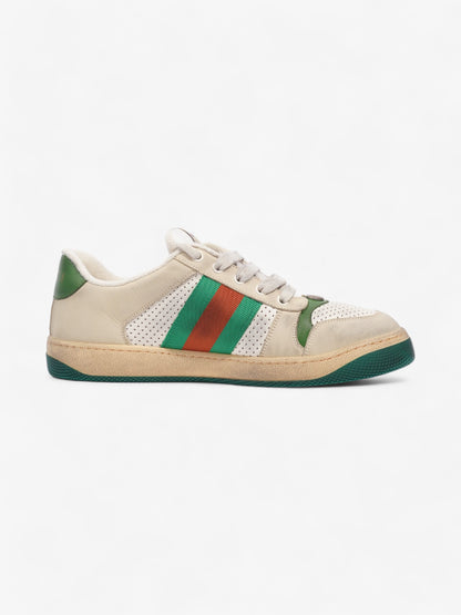 Gucci Screener GG Sneakers Beige / White / Green Leather EU 42.5 UK 8.5