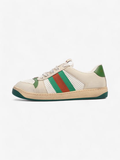 Gucci Screener GG Sneakers Beige / White / Green Leather EU 42.5 UK 8.5