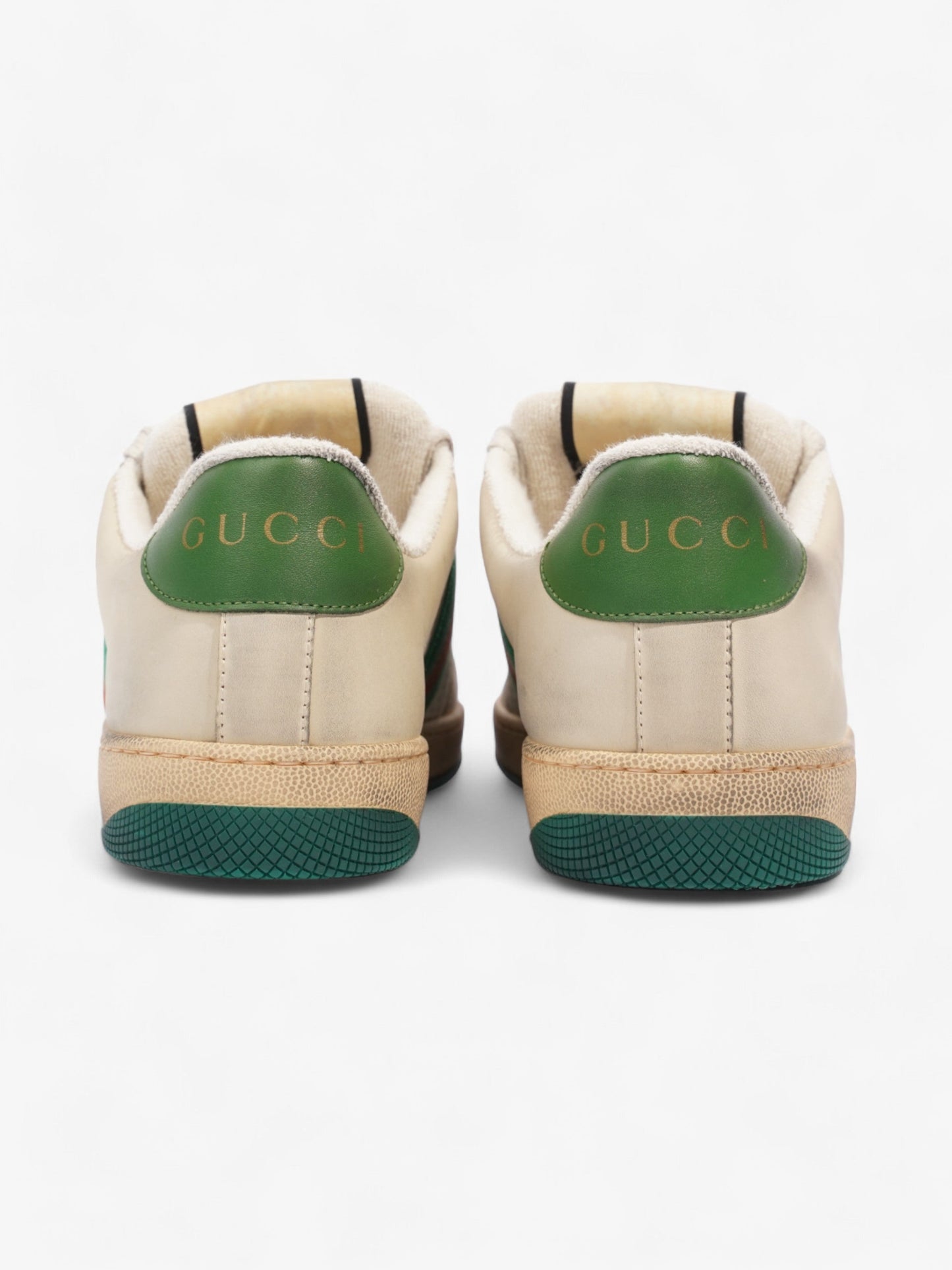 Gucci Screener GG Sneakers Beige / White / Green Leather EU 42.5 UK 8.5