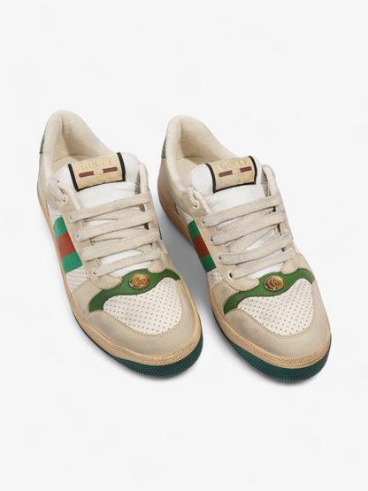 Gucci Screener GG Sneakers Beige / White / Green Leather EU 42.5 UK 8.5