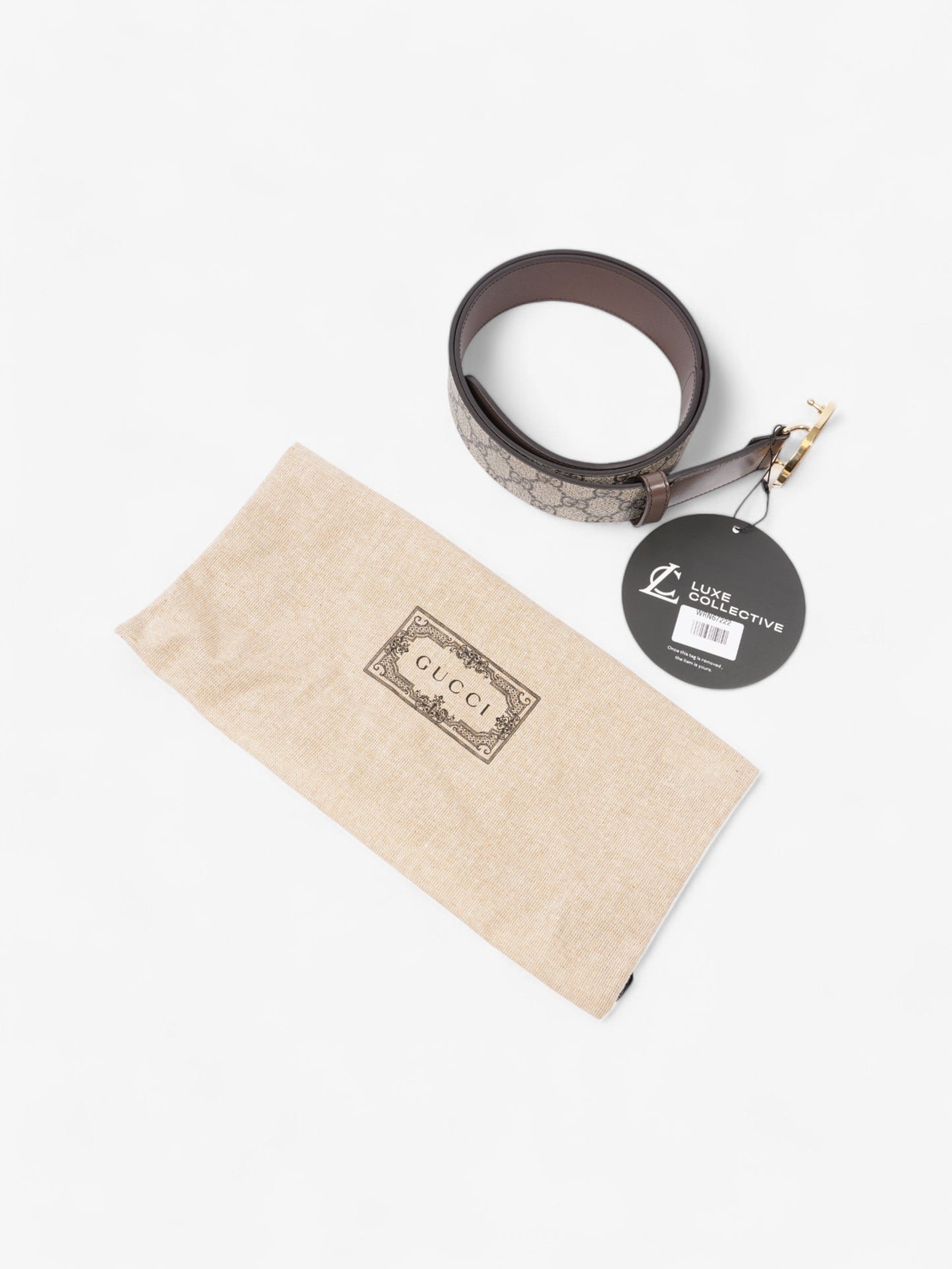 Gucci GG Interlocking Belt GG Supreme / Brown / Gold Canvas 95cm / 38"