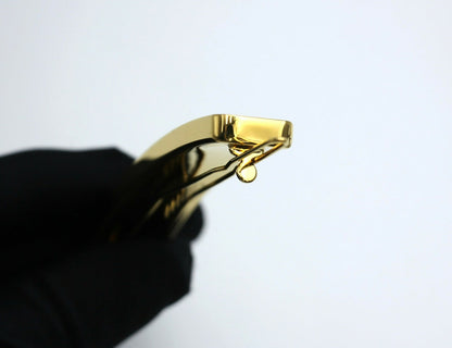 Chanel B21S Metal Burgundy Gold Edge English Long Hair Clip