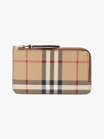 Burberry Check Zip Half Card Case Archive Beige Coated Canvas