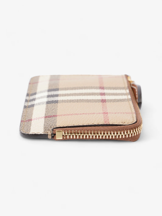 Burberry Check Zip Half Card Case Archive Beige Coated Canvas