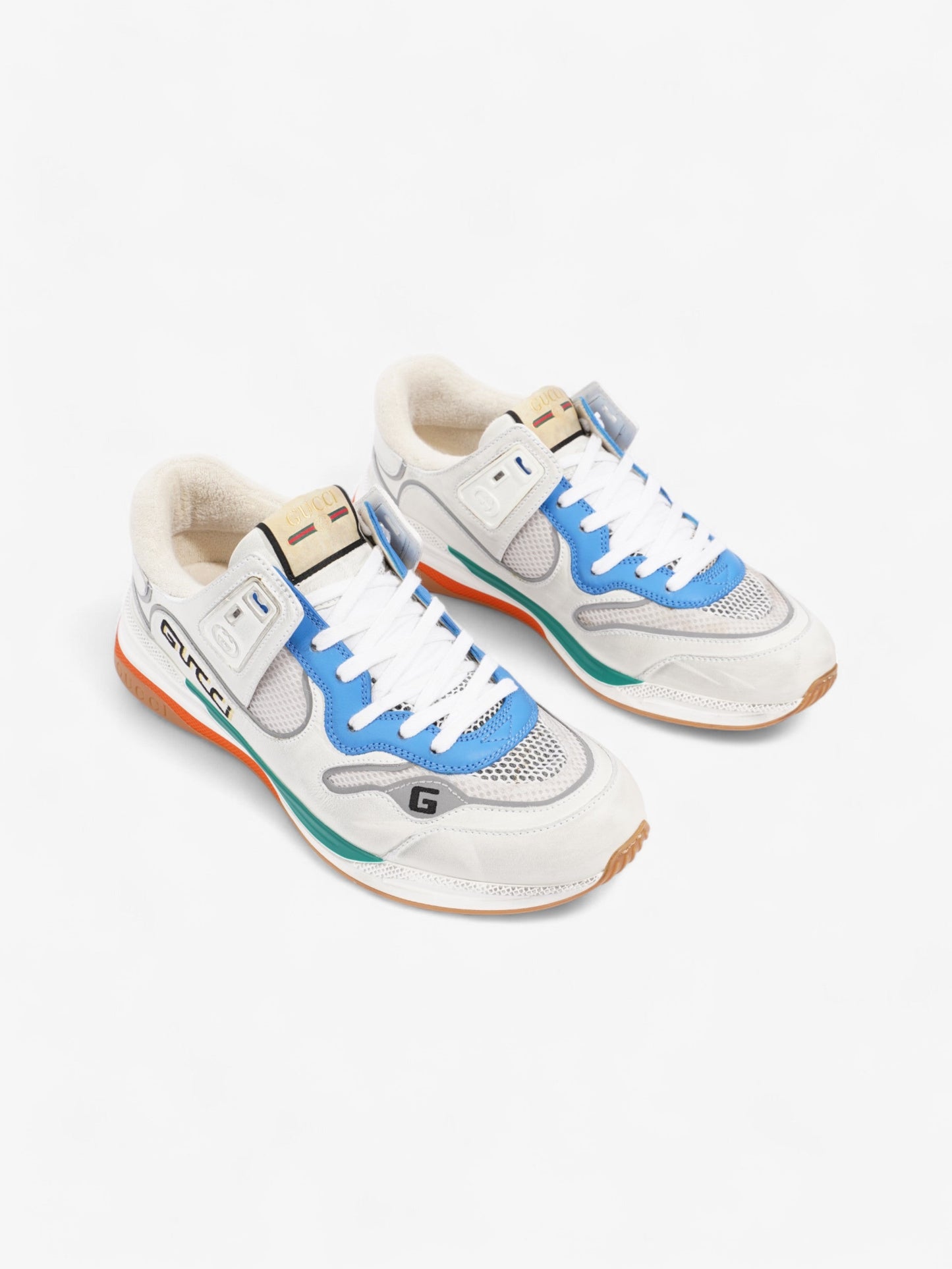 Gucci Ultrapace Sneakers White  / Blue / Green Mesh EU 42 UK 8