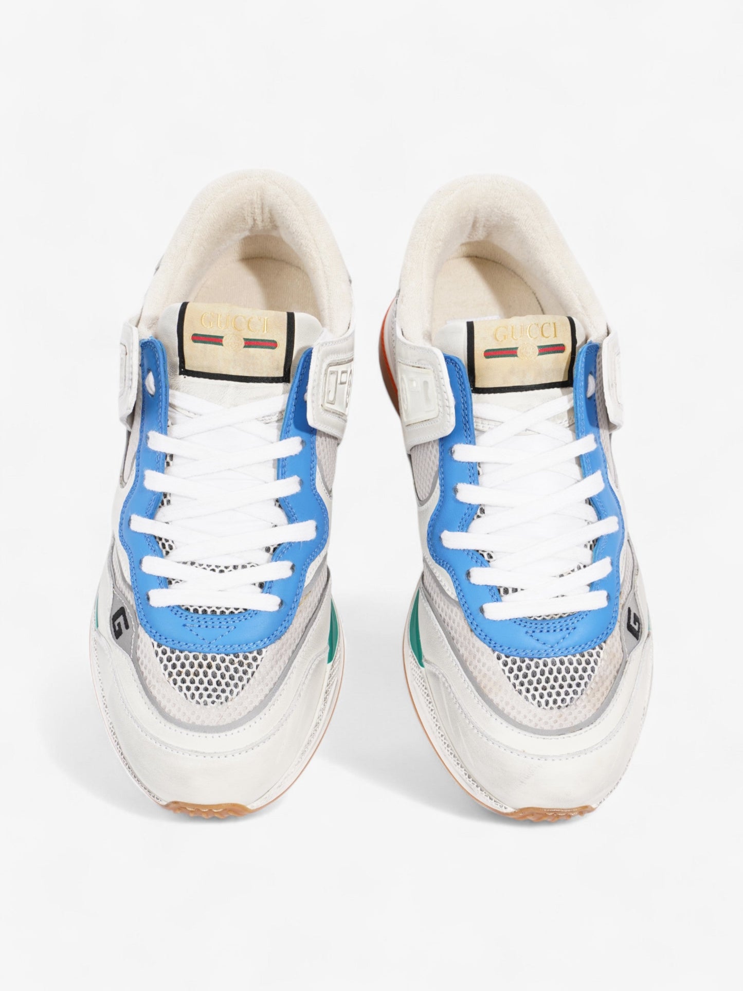 Gucci Ultrapace Sneakers White  / Blue / Green Mesh EU 42 UK 8