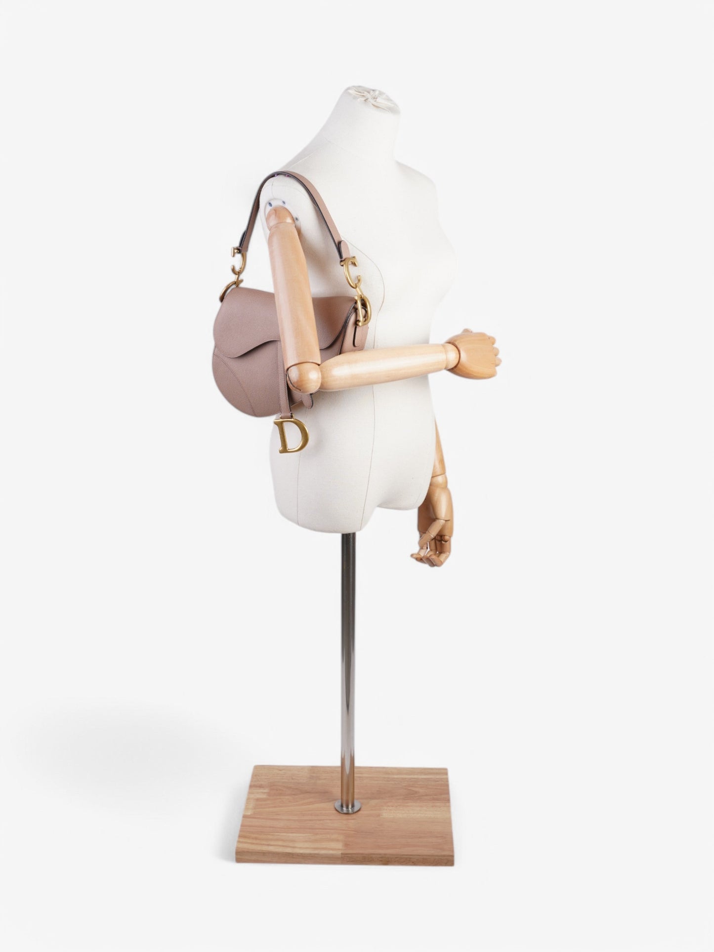 Christian Dior Saddle Bag Rose Beige  Calfskin Leather
