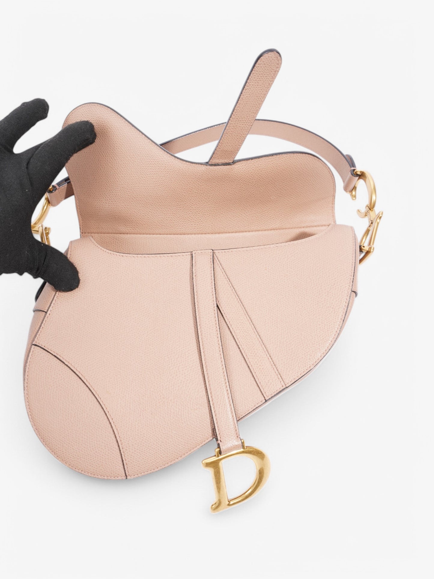 Christian Dior Saddle Bag Rose Beige  Calfskin Leather