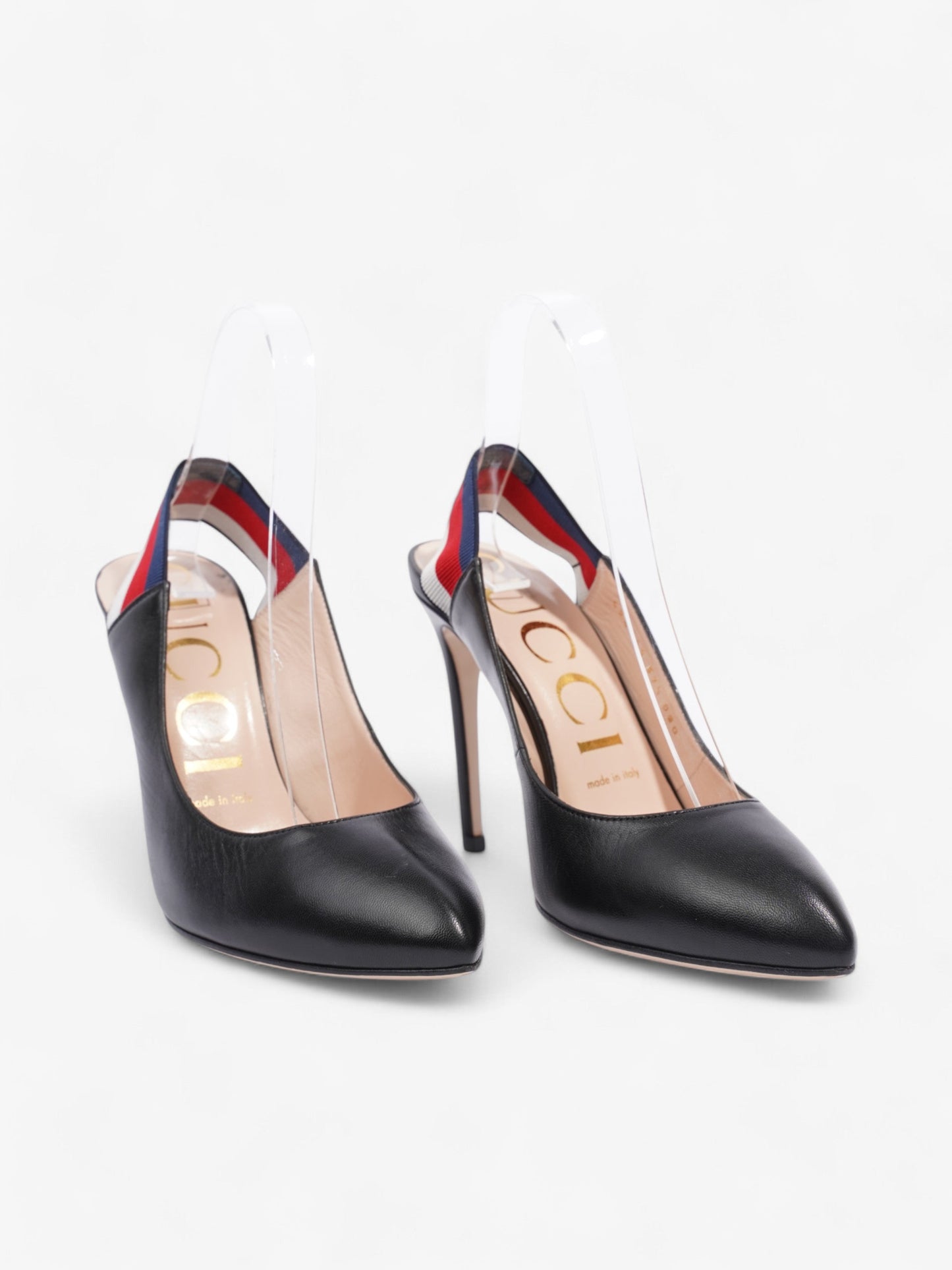 Gucci Slingback Heels 100 Black Leather EU 37.5 UK 4.5