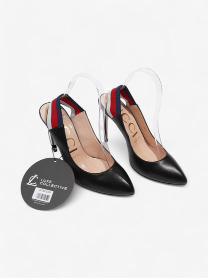 Gucci Slingback Heels 100 Black Leather EU 37.5 UK 4.5