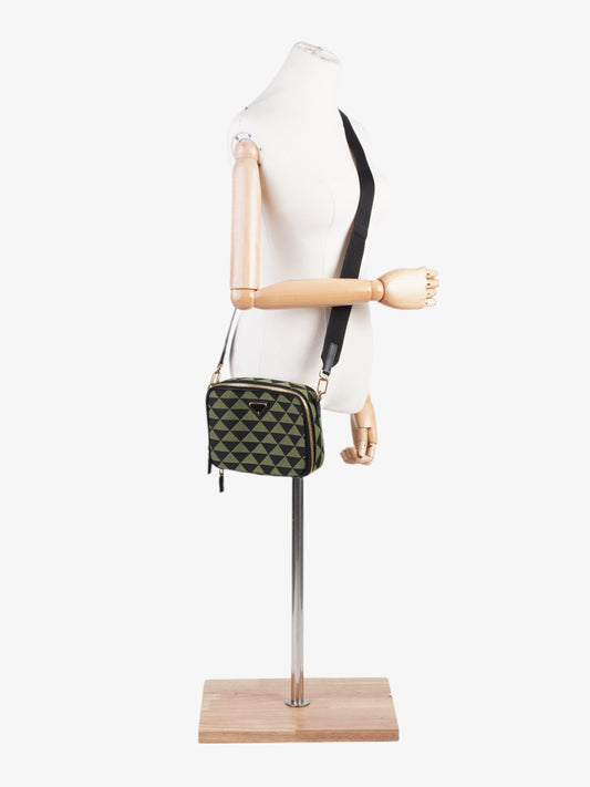 Prada Symbole Triangolo Black / Green Canvas