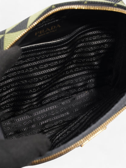 Prada Symbole Triangolo Black / Green Canvas