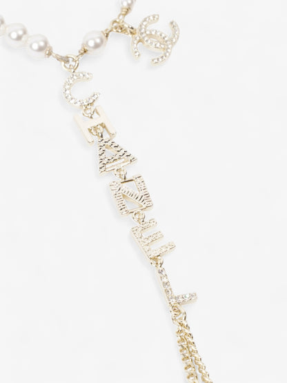 Chanel Pearl Logo Bracelet with Chain Ring Light Gold / Pearl Base Metal