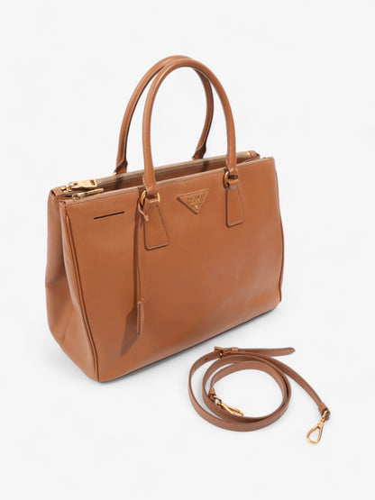 Prada Galleria Double Zip Caramel Brown  Saffiano Leather