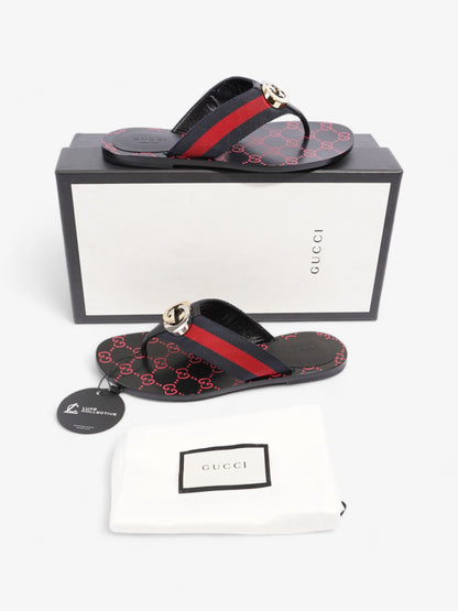Gucci Web Stripe Thong Sandals Black / Red / Blue Canvas EU 36 UK 3