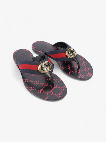Gucci Web Stripe Thong Sandals Black / Red / Blue Canvas EU 36 UK 3