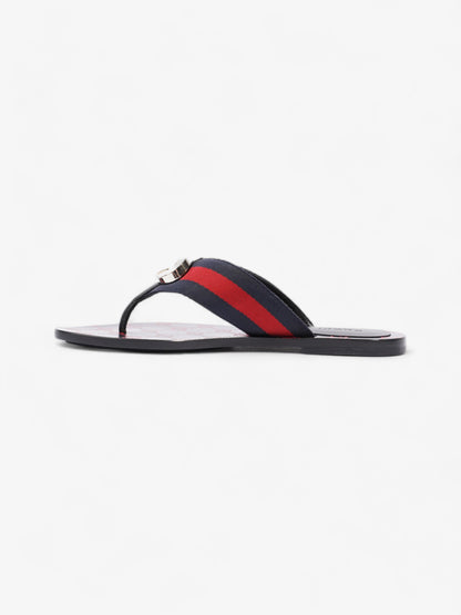 Gucci Web Stripe Thong Sandals Black / Red / Blue Canvas EU 36 UK 3
