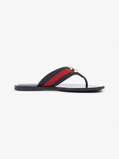 Gucci Web Stripe Thong Sandals Black / Red / Blue Canvas EU 36 UK 3