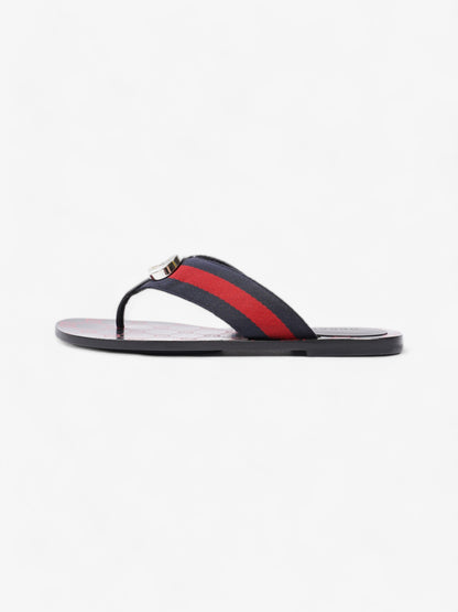 Gucci Web Stripe Thong Sandals Black / Red / Blue Canvas EU 36 UK 3