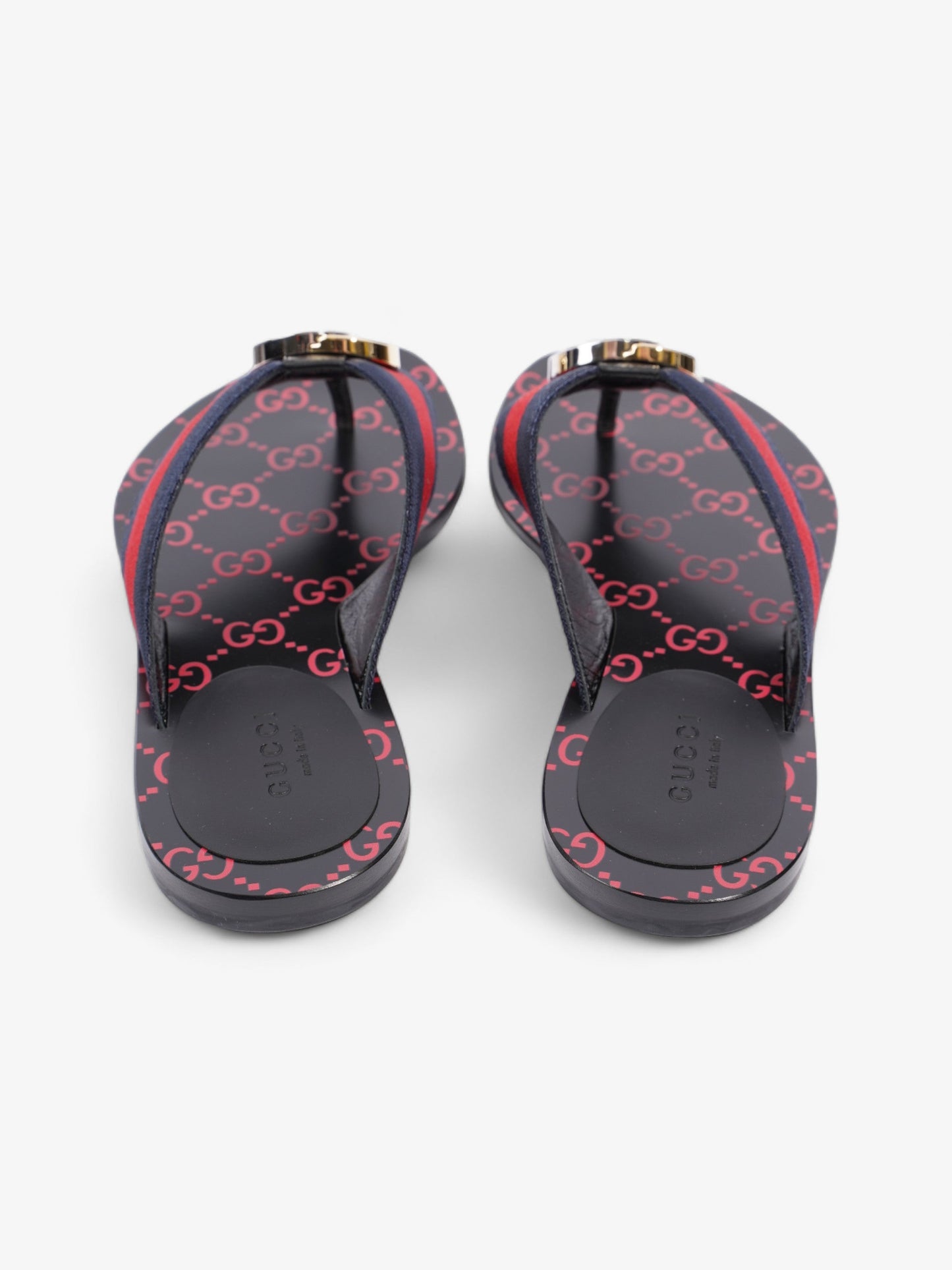 Gucci Web Stripe Thong Sandals Black / Red / Blue Canvas EU 36 UK 3