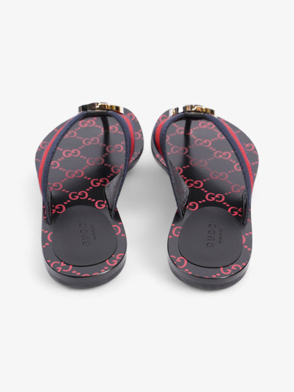 Gucci Web Stripe Thong Sandals Black / Red / Blue Canvas EU 36 UK 3
