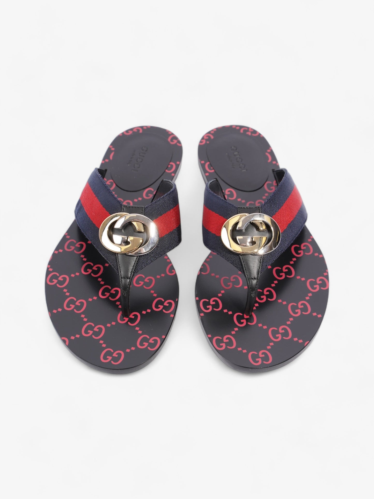 Gucci Web Stripe Thong Sandals Black / Red / Blue Canvas EU 36 UK 3