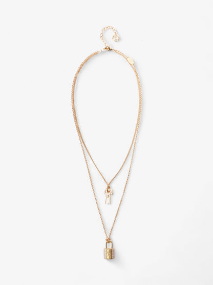Louis Vuitton LV Padlock Necklace Gold Base Metal
