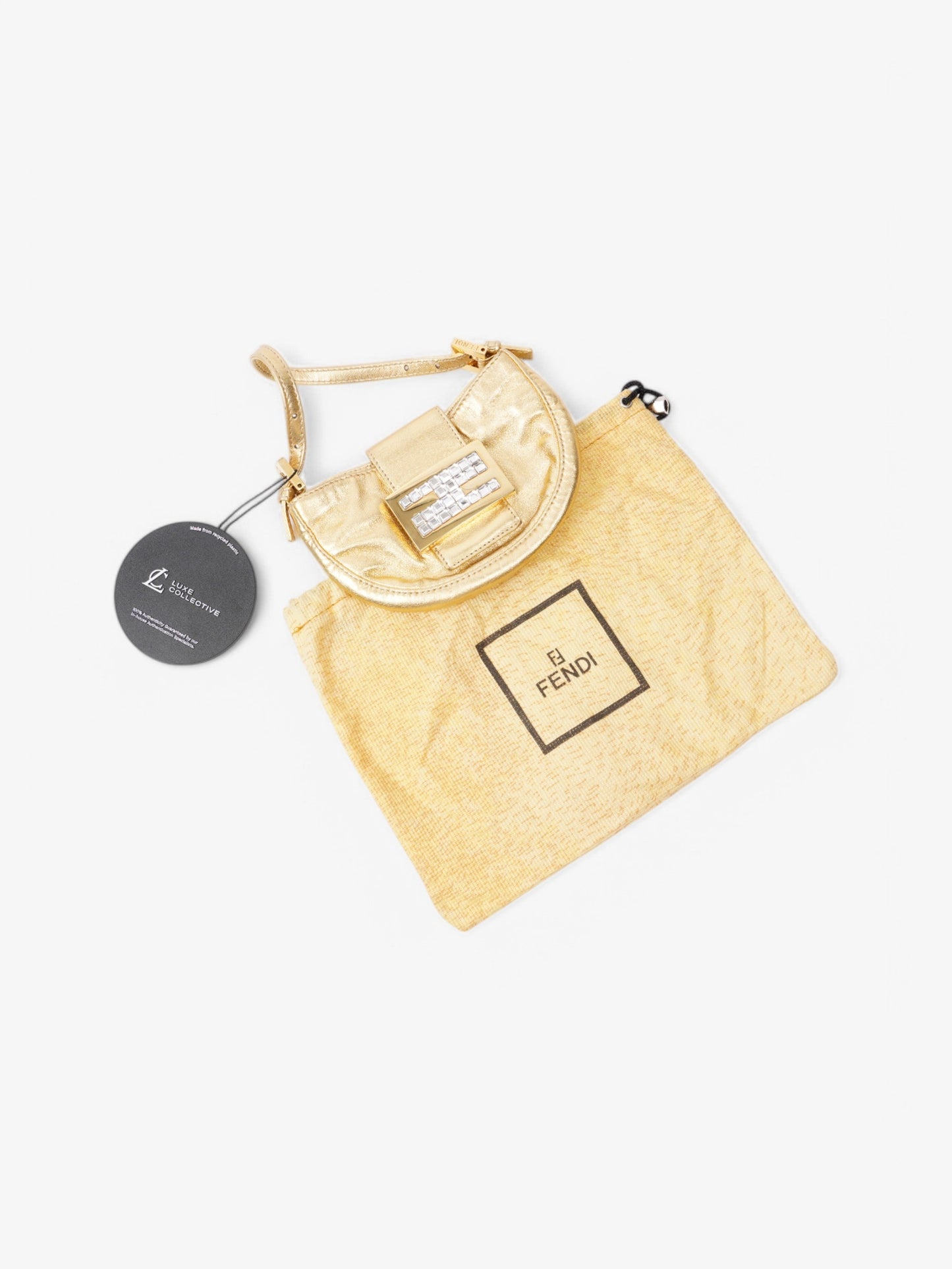 Fendi Croissant Gold / Crystal Leather Mini