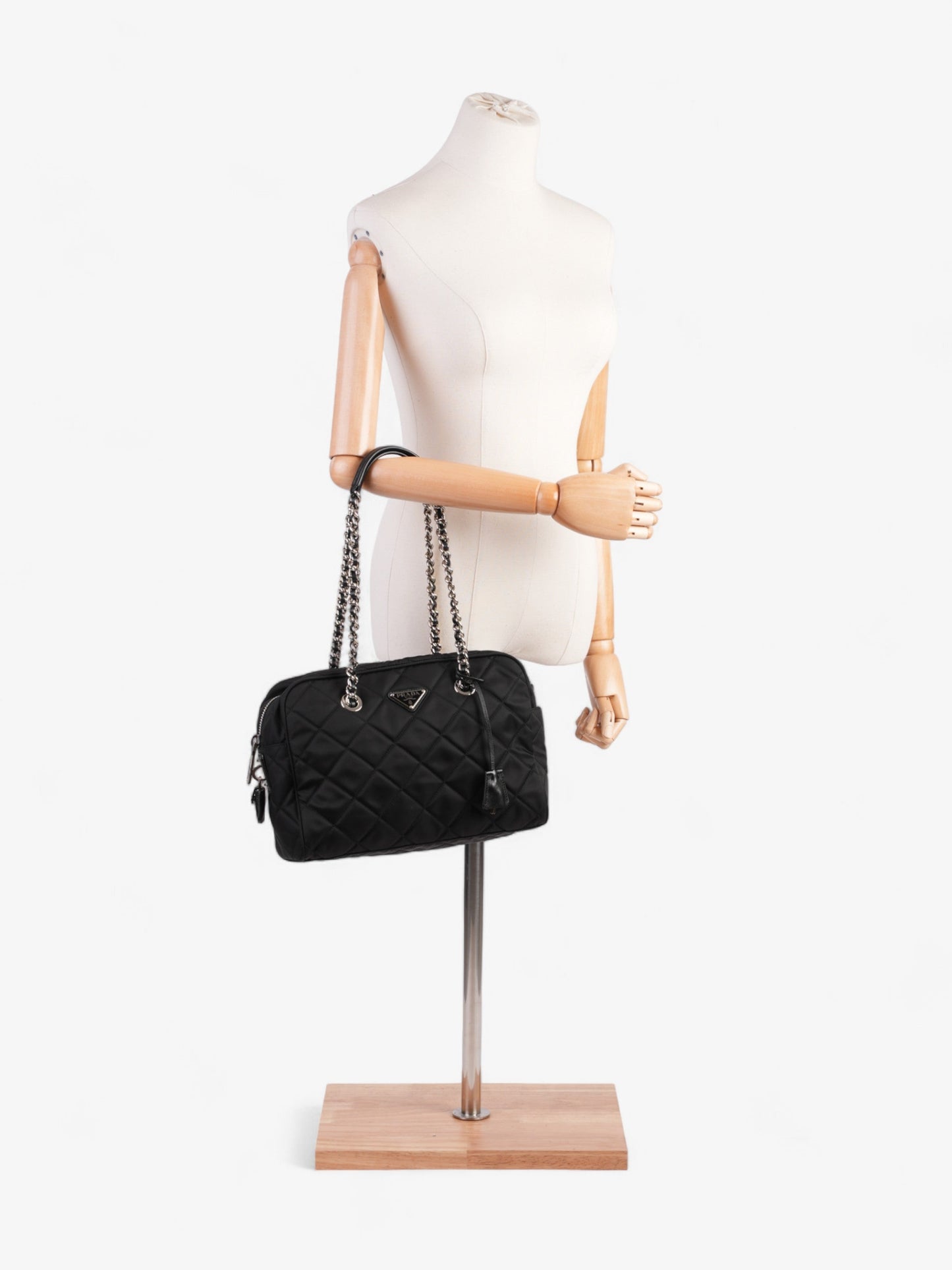 Prada Quilted Tote Black Re Nylon