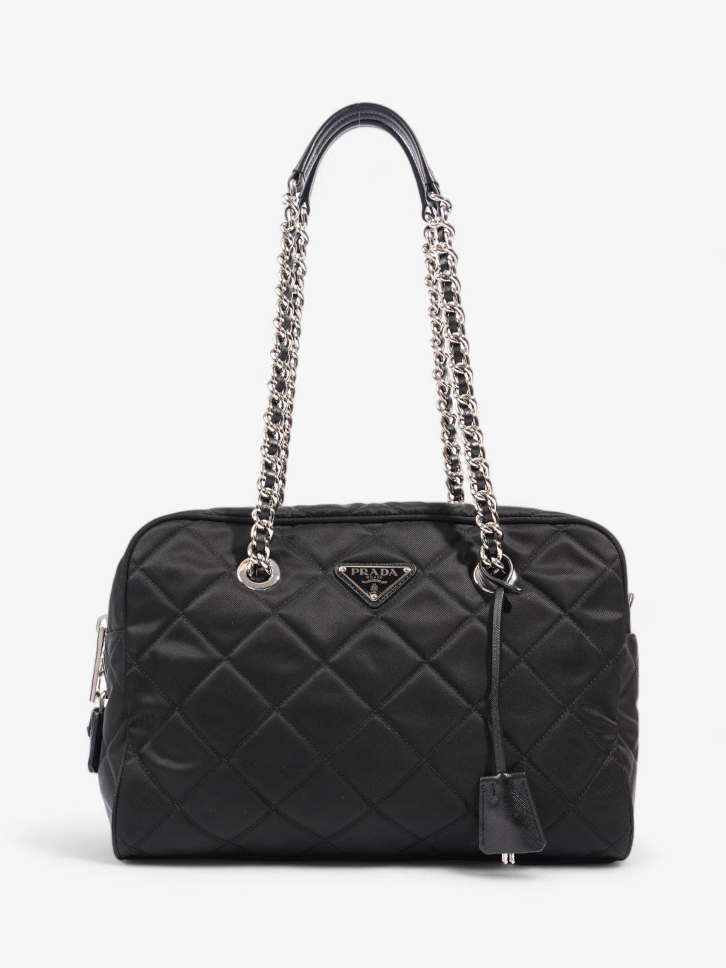 Prada Quilted Tote Black Re Nylon