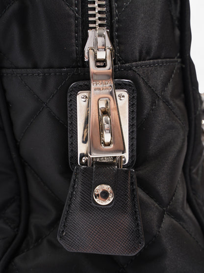 Prada Quilted Tote Black Re Nylon